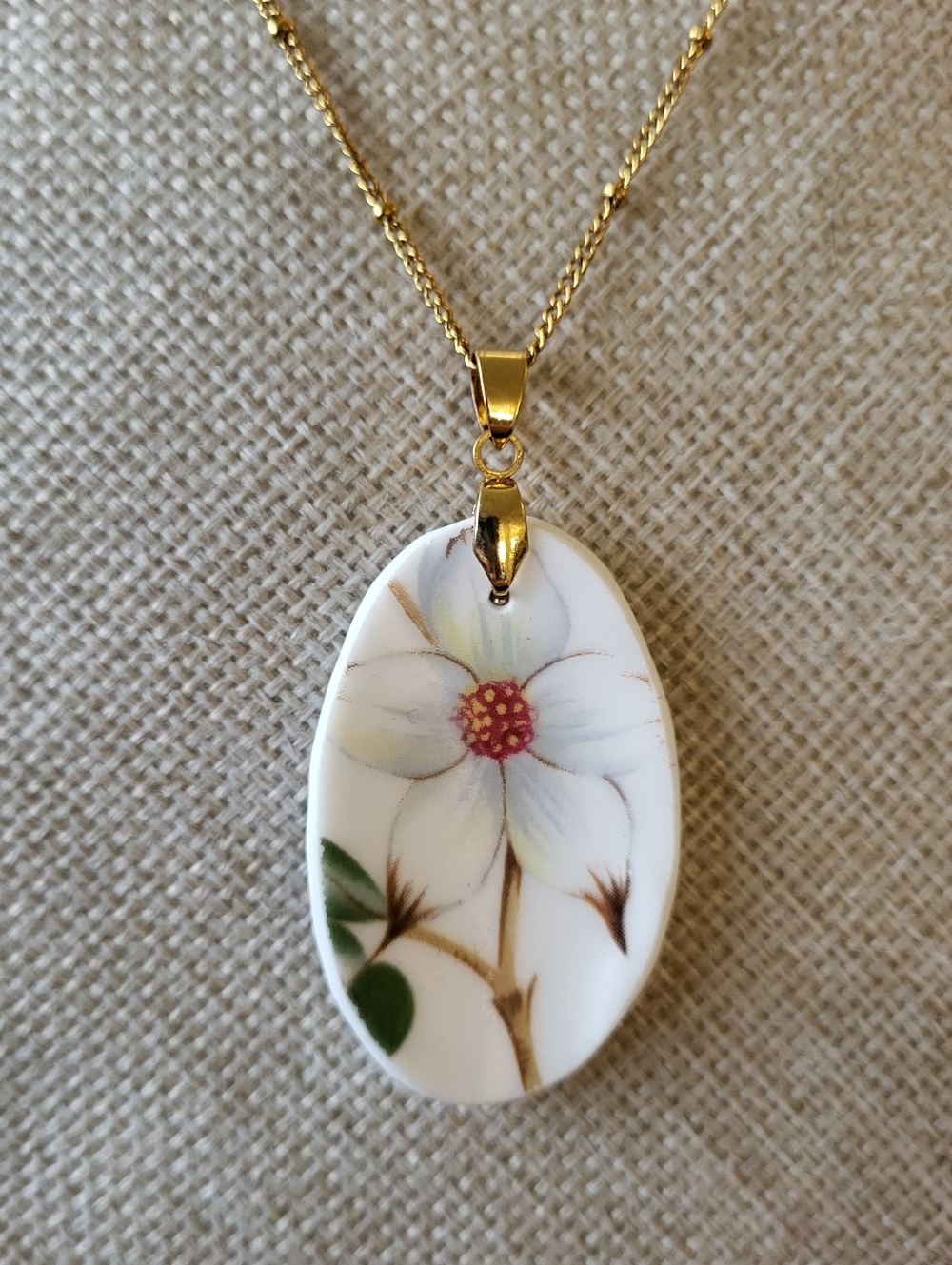 Vintage Hammersley "Dogwood Blossom" Broken China Pendant 1940- 1970